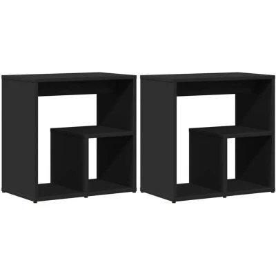 Image of vidaXL Side Tables 2 pcs Black 50x30x50 cm Engineered Wood