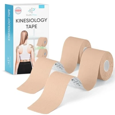 Image of Health Press® Kinesiotapes 2 Kinesiology Tape Rolls Skin Colours + (5 cm x 5 m) Kinesiotape Professional Physio and Sports friendly Tapes Dermatest: Very Good