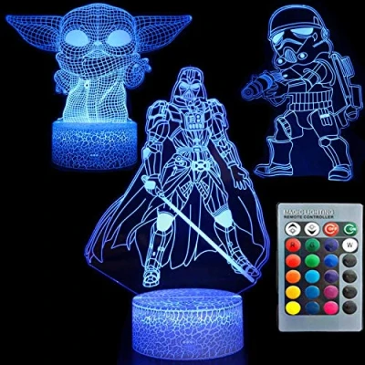 Image of ZYTC 3D Illusion Night Light Three Pattern 7 Color Change Decor Lamp Desk Table for Kids Children