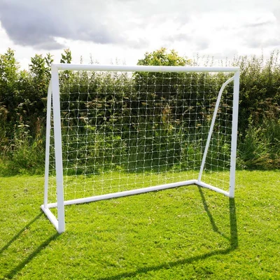 Image of Football Goal Net 8 x 6ft All Weather PVC Goalpost 30ply Knotted Netting 24 Clips Portable Training Practice Indoor Outdoor Quick Slot &amp; Click Assembly 5 Hole Target Sheet 16 Bungee Straps Carry Bag