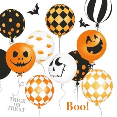 Image of 3 Ply Daisy Halloween Theme Decoupage Serviettes Tissue Paper Napkins 33cm x Pack of 20 (Scary Balloons)