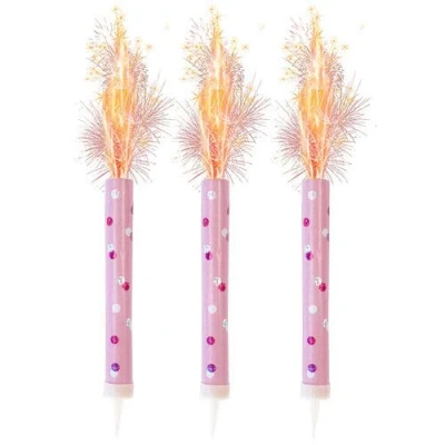 Image of Ice Fountain Candles for Cakes, Cake Sparklers, Toppers, Ideal Christmas Decoration, Birthday Party, Decorations, and Other Special Occasions (3Pcs Pink Fountain)
