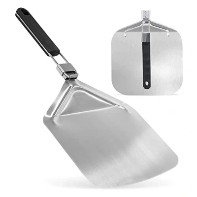 Image of Nutrichef Large Stainless Steel Pizza Peel 24&quot; x 12&quot; Nonstick Spatula Paddle w/Folding Handle Fits Portable Ovens Dishwasher Safe