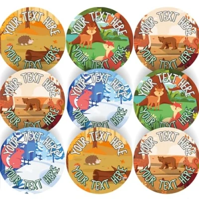 Image of 144 Personalised Forest School Party 30mm Reward Stickers for Teachers, Parents and Nursery