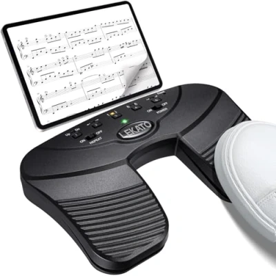 Image of LEKATO Bluetooth Page Turner Pedal, Rechargeable Wireless Turner, Silent Foot Pedal for Tablets Smartphones, Music Practise Reading App Controller