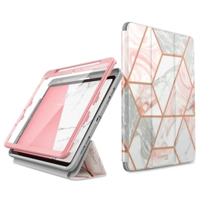 Image of i Blason for iPad Air 11 inch Case M2 6th Generation 2024 [Built in Screen Protector &amp; Pencil Holder] Full Body Trifold Stand Protective Smart Cover 5th/4th Gen 10.9 2022/2020, Pink