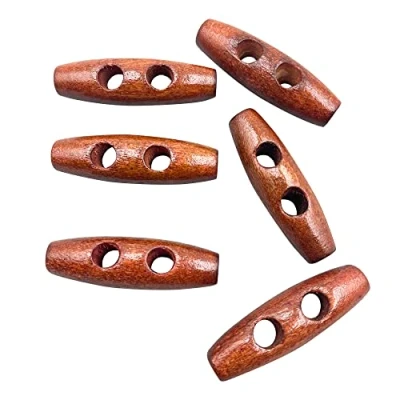 Image of 50PCS 2 Holes Olive Shape Sewing Wood Toggle Buttons for Clothes 40mm ET2106