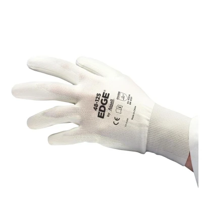 Image of Ansell EDGE 48 125 Work Gloves for Men and Women, Ultra Light Weight Design, Multi Purpose Safety Glove DIY, House Mechanical Applications, Industrial PPE, White, Size S (12 Pairs)