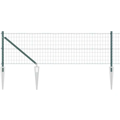 Image of vidaXL Euro Fence with 13 Spike Posts 0.6x25 m Galvanised Steel Green