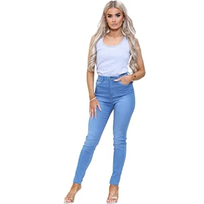 Image of Enzo Womens Skinny Stretch Jeans Blue Cotton Size 20 Regular