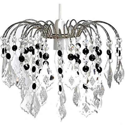 Image of Chandelier Style Ceiling Light Shade Droplet Pendant Acrylic Crystal Bead Luxury (Fountain Drop)