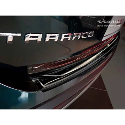 Image of Avisa Black Stainless Steel Rear bumper protector compatible with Seat Tarraco 2019
