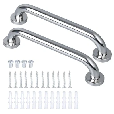 Image of Belle Vous Stainless Steel Shower Grab Bars (2 Pack) Safe Grip Bathroom Hand Rail Set 33cm/13 Inches Safety Handles for Shower, Bathtub or Steps