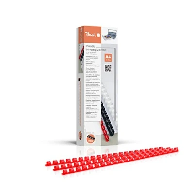 Image of Peach PB408 03 Plastic Binding Combs A4 8 mm 45 Sheets Pack of 100 Red