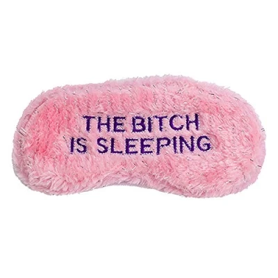 Image of Diabolical Gifts Novelty Eye Mask &#039;The Bitch is Sleeping&#039; Sleep Joke Blindfold Practical Gift, Pink