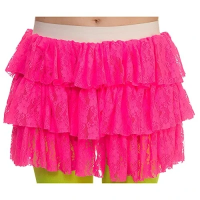 Image of Wicked Costumes Adult Ladies 80&#039;s Hot Pink Lacey Ra Skirt Fancy Dress