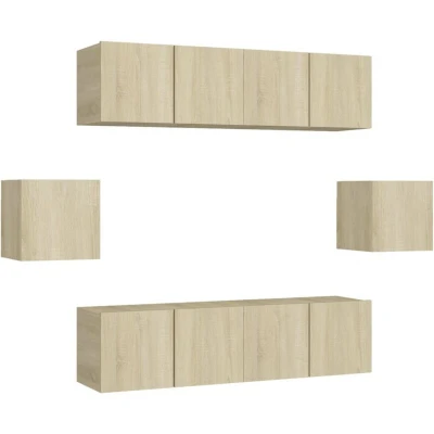 Image of vidaXL 6 Piece TV Cabinet Set Sonoma Oak Engineered Wood