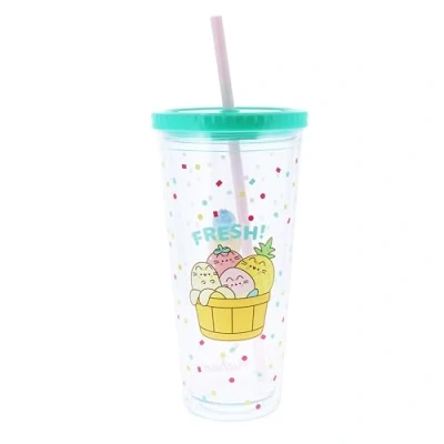 Image of Blueprint Collections Pusheen Beaker &amp; Straw 650ml Drinking Bottle Cup with Kawaii Water Gifts Stationery