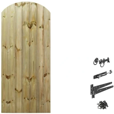 Image of Bespoke Custom Made To Measure upto HEIGHT: 6ft (180cm High) Tongue &amp; Groove Fully Framed Arch Top Pathway Garden Pedestrian Gate [Width 75CM With Ring Latch Hinge Pack