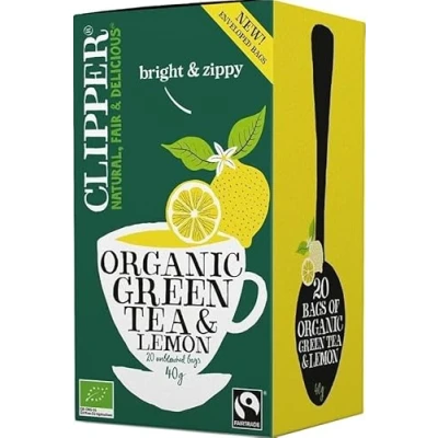 Image of GREEN TEA WITH LEMON FAIR TRADE BIO 40 g (20 x 2 g) CLIPPER