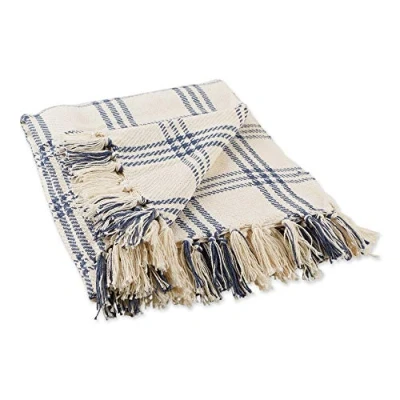 Image of DII Farmhouse Plaid Collection Cotton Throw Blanket, 50x60, French Blue