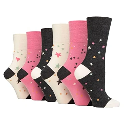 Image of Gentle Grip Sock Shop 6 Pairs Ladies Loose Soft Top Non Elastic Bamboo Socks (4 8, SOLRM41)