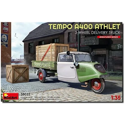 Image of Miniart MIN38032 1:35 Temp A400 Athlet 3 Wheel Delivery Truck Scale Model kit