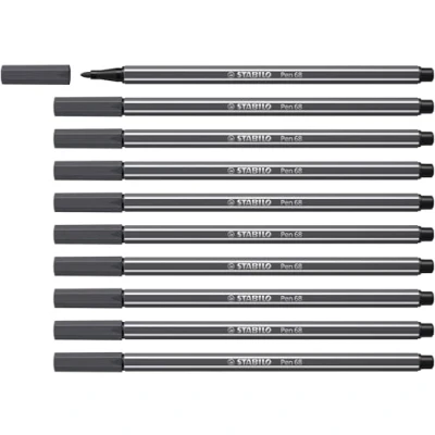 Image of Premium Fibre Tip Pen STABILO 68 Pack of 10 Deep Cold Grey