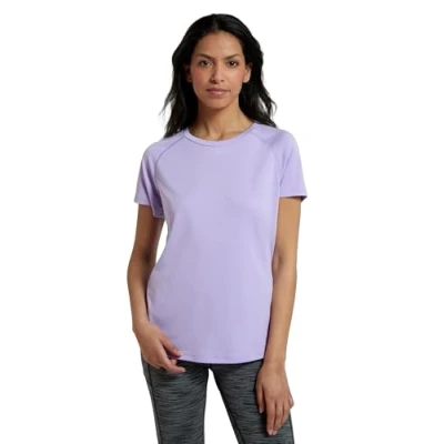 Image of Mountain Warehouse Endurance Womens T Shirt IsoCool Ladies Top, UV Protection UPF30+ Tee, Breathable &amp; High Wicking for Spring Summer, Running, Travelling Lilac Women&#039;s Size 6