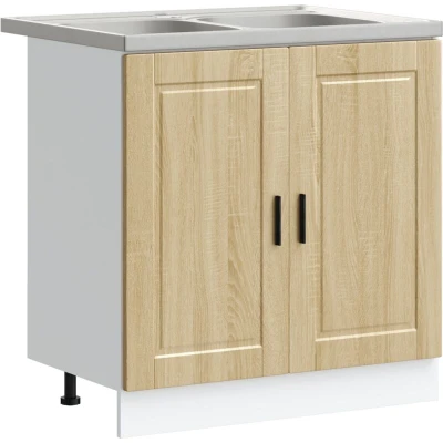 Image of vidaXL Sink Base Cabinet 2 pcs Brown 80 x 46 84.5 cm Engineered wood