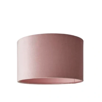 Image of Modern Blush Pink Velvet Cylinder Ceiling Pendant Lampshade/Table Lamp Drum Light Shade Small