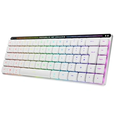 Image of ASUS ROG Falchion RX Low Profile 65% Compact Wireless Gaming Keyboard, Pre lubed Red Optical Switches, Silicone Dampening Foam, Interactive Touch Panel, RGB White, UK Layout
