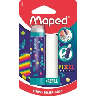 Image of Maped Pixel Party Tube Eraser Protected, Efficient and Accurate Very Practical Rotary System PVC Phthalate Free Refill Included
