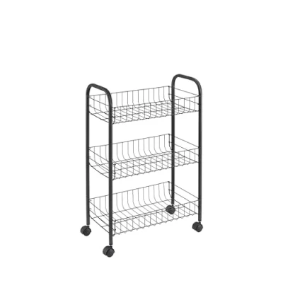 Image of Metaltex Lugano 3 Tier Trolley with Wheels Multipurpose Storage Cart for Home including Kitchen, Bathroom, Office and Garage Touch Therm Lava, 41 x 23 63 Centimetres