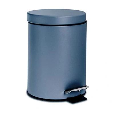 Image of Blue Matt 3L Round Stainless Steel Bathroom Pedal Bin By Harbour Housewares