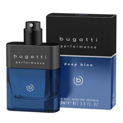 Image of bugatti performance deep blue men&#039;s perfume, 100 ml, fresh fougères eau de toilette perfume with bergamot, pepper, sandalwood, musk and amber, powerful aquatic vibrant notes