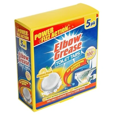 Image of Elbow Grease Toilet Cleaner Tabs No Scrubbing Needed Removes Up To 100% Limescale (Lemon Fresh Pack of 5 Tablets)