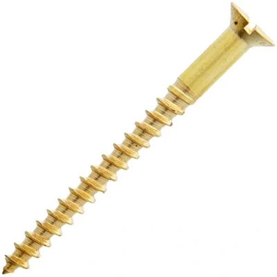 Image of 25x Solid Brass Wood Screws (8G x 1½&quot;) Countersunk Flat Flush Slot Head
