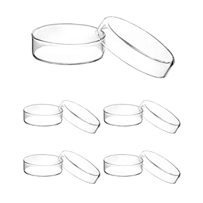 Image of QWORK® Glass Petri Dishes with Lids, High Borosilicate Dish Plate for Laboratory School Science Project, 60mm x 18mm, 5 Pcs