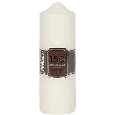 Image of Decorative Long Lasting Unscented Overdipped Church Pillar Candle Set Slow Burning Giant Festive for Home Decor with 150 Hr Burn Time Smokeless Votive Candles White (Single Pack)