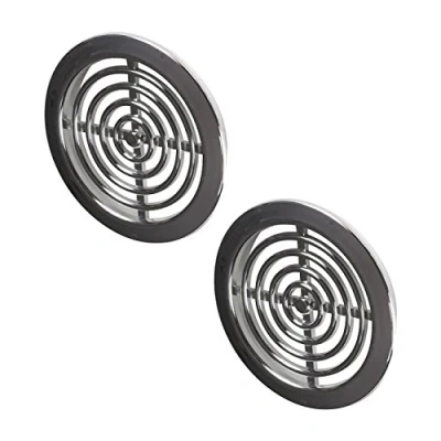 Image of 2 x Chrome Mini Circle Air Vent Grille 45mm / 1.77&quot; Pair of Round Ventilation Ducting Furniture Cover Soffit Grid T72MS