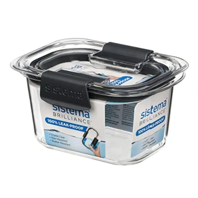Image of Sistema 55105 Brilliance TRITAN Food Storage Container, 380 ml , Clear With Grey Clips and Seal
