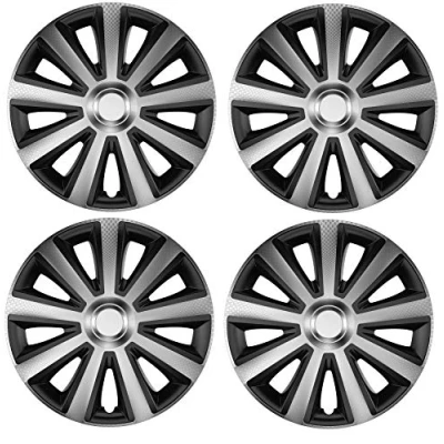 Image of UKB4C 4x Wheel Trims Hub Caps 15&quot; Covers fits Honda Jazz Civic Accord in Silver and Black Alloy Look