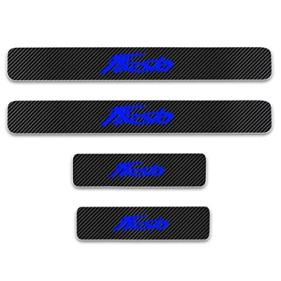 Image of JYMLOV 4PCS Car Door Sill Protector for Fo rd Fiesta, Scuff Plate Carbon Fiber Stickers Welcome Pedal Styling Accessories,Blue
