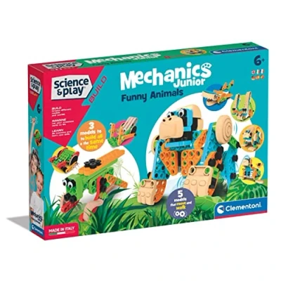 Image of Clementoni 97860 Science and Play Junior Compendium Building Construction, Animal Assemble Toys Mechanics Laboratory Made in Italy, [Amazon Exclusive]