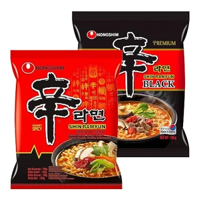Image of Nong Shim SHIN BLACK &amp; Original Ramyun Korean Spicy Ramen Noodles (Pack of 2) HALAL