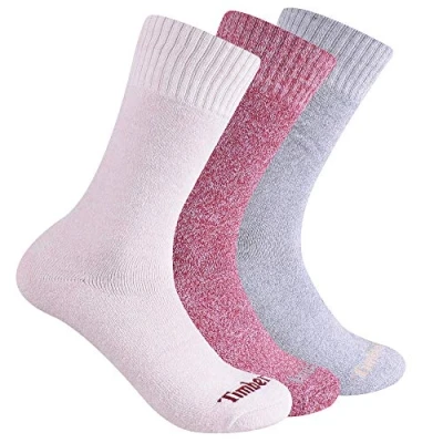 Image of Timberland Women&#039;s 3 Pack Ribbed Marled Boot Socks, Cameo Rose, One Size