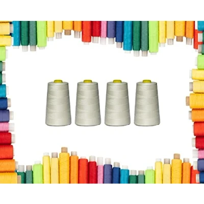 Image of Rohans Overlock Yarn 40/2 (120), 5000 Yards (4570 Meters) Sewing Thread Cones, Machine Multi Colour 100% Polyester Material (Cream, 4)