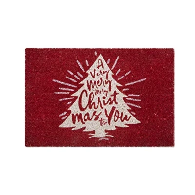 Image of Excelsa Merry Christmas Entrance Mat, Coconut Fibre, Red, 40 x 60 cm