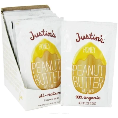Image of Justin&#039;s Nut Butter, Honey Peanut Butter Blend, 10 Squeeze Packs, 1.15 oz (32 g) Per Pack